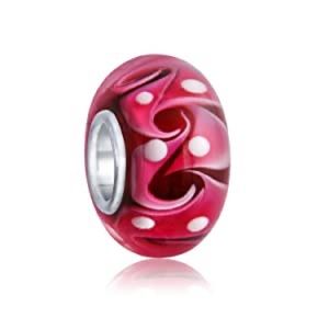 Swirl Murano Pink Glass Charm Bead